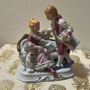 MCM 18th century themed courting porcelain figurines